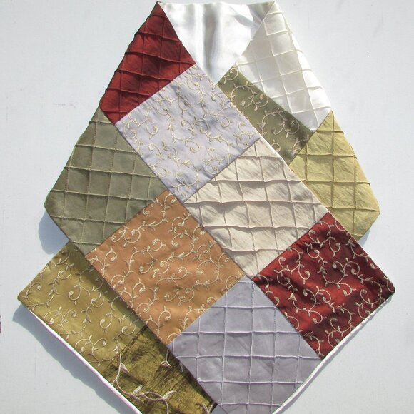 Satin Embroidered Patchwork Scarf - Picture 11 of 13